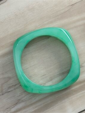 Green Marbled Square Resin Bangle Bracelet